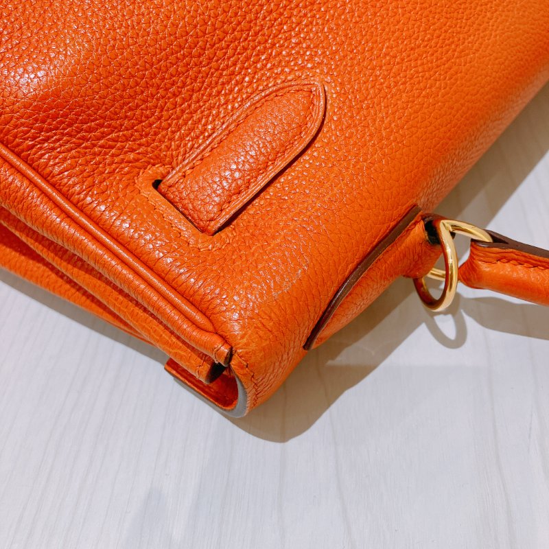 TK2002	  愛馬仕 橙色拼金 Hermes Kelly 32 Togo Orange X GHW #Square L-11