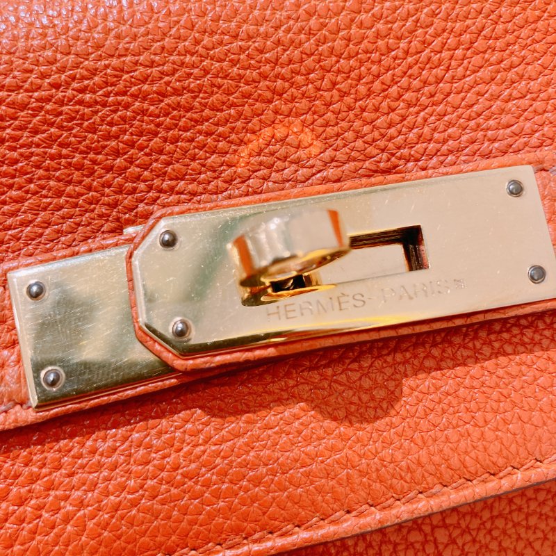 TK2002	  愛馬仕 橙色拼金 Hermes Kelly 32 Togo Orange X GHW #Square L-14