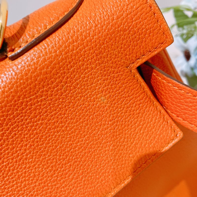 TK2002	  愛馬仕 橙色拼金 Hermes Kelly 32 Togo Orange X GHW #Square L-21