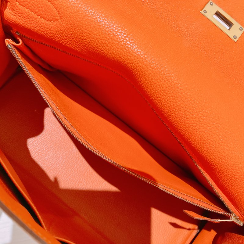 TK2002	  愛馬仕 橙色拼金 Hermes Kelly 32 Togo Orange X GHW #Square L-24