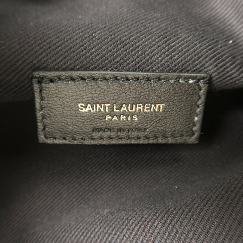 SAINT LAURENT 牛皮皮革/帆布Teddy Drawstring Tote Bag手挽袋-6