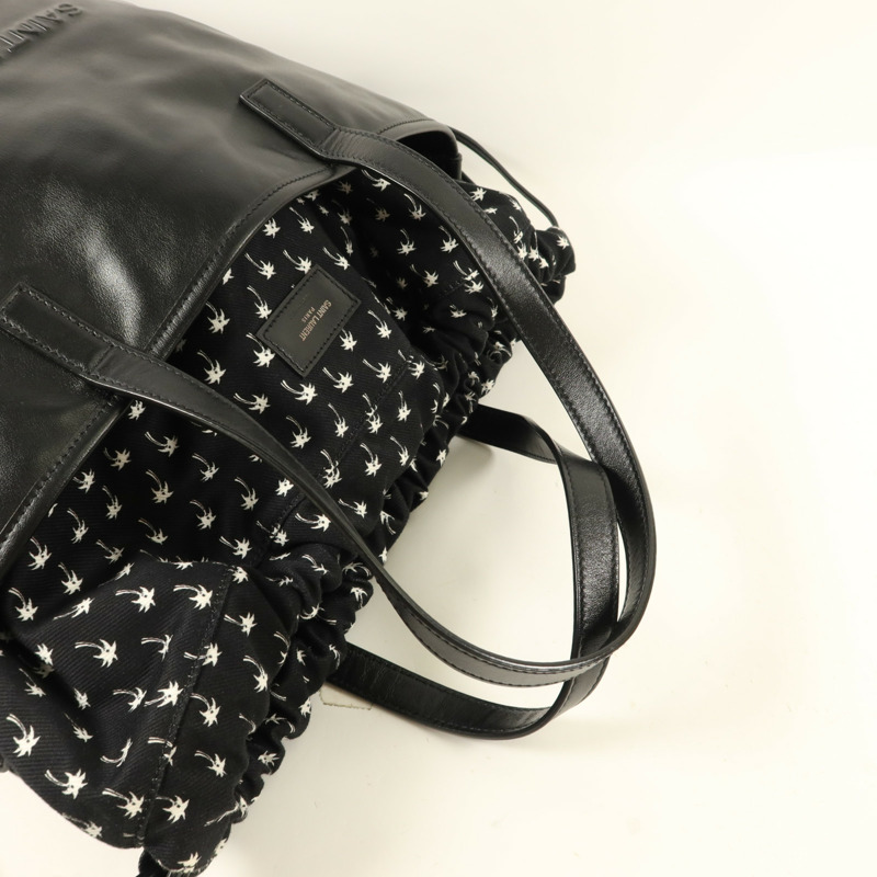 SAINT LAURENT 牛皮皮革/帆布Teddy Drawstring Tote Bag手挽袋-8