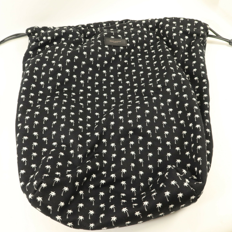 SAINT LAURENT 牛皮皮革/帆布Teddy Drawstring Tote Bag手挽袋-10