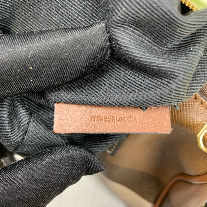 博柏利/Burberry 棕色格纹迷你保龄球包 可手提可斜背 配件：塵袋，長肩帶 20x12x12cm-8