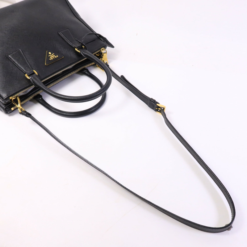 PRADA 牛皮皮革Saffiano Lux手挽肩背兩用袋-9