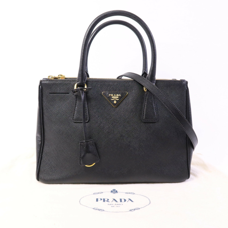 PRADA 牛皮皮革Saffiano Lux手挽肩背兩用袋-10