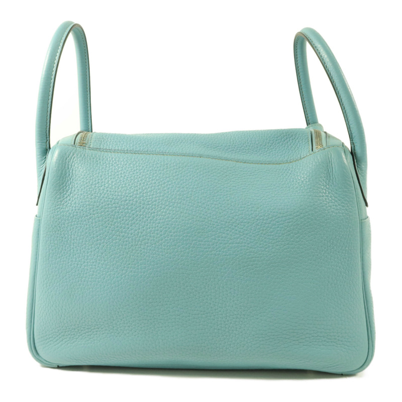 HERMES Clemence皮革Lindy 30手挽肩背兩用袋Bleu Atoll-1