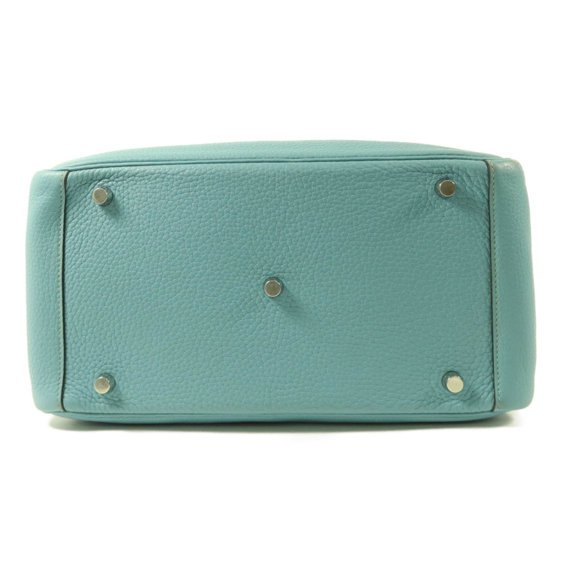 HERMES Clemence皮革Lindy 30手挽肩背兩用袋Bleu Atoll-3