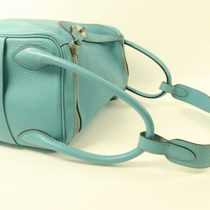 HERMES Clemence皮革Lindy 30手挽肩背兩用袋Bleu Atoll-8
