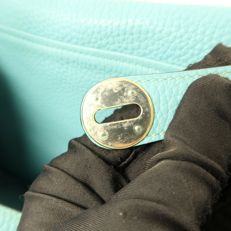 HERMES Clemence皮革Lindy 30手挽肩背兩用袋Bleu Atoll-9