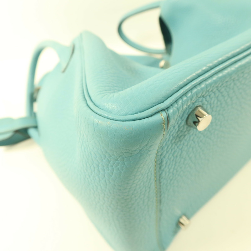 HERMES Clemence皮革Lindy 30手挽肩背兩用袋Bleu Atoll-13