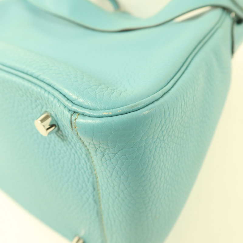 HERMES Clemence皮革Lindy 30手挽肩背兩用袋Bleu Atoll-14
