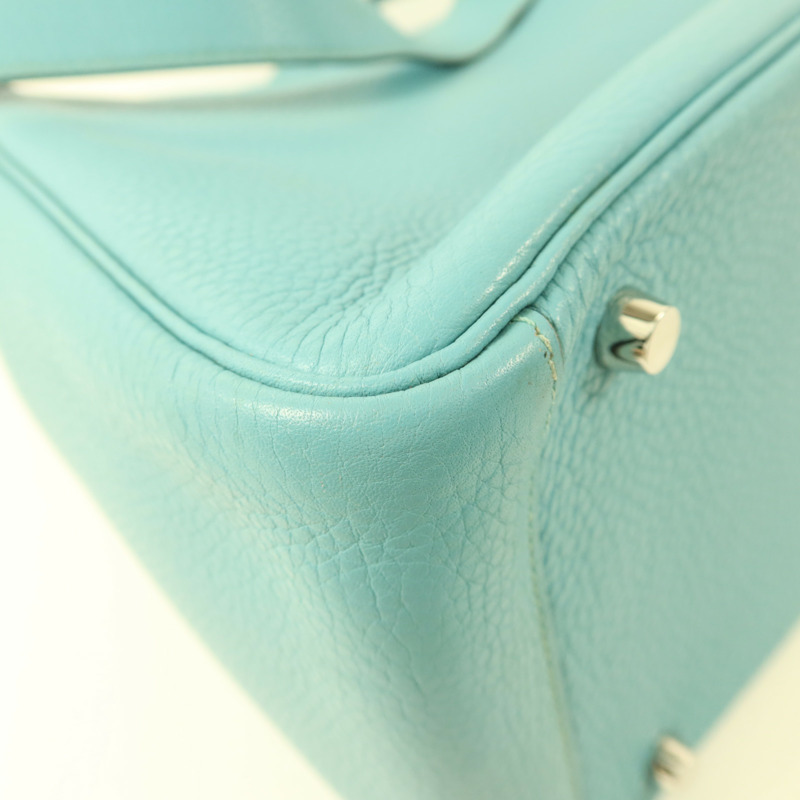 HERMES Clemence皮革Lindy 30手挽肩背兩用袋Bleu Atoll-15