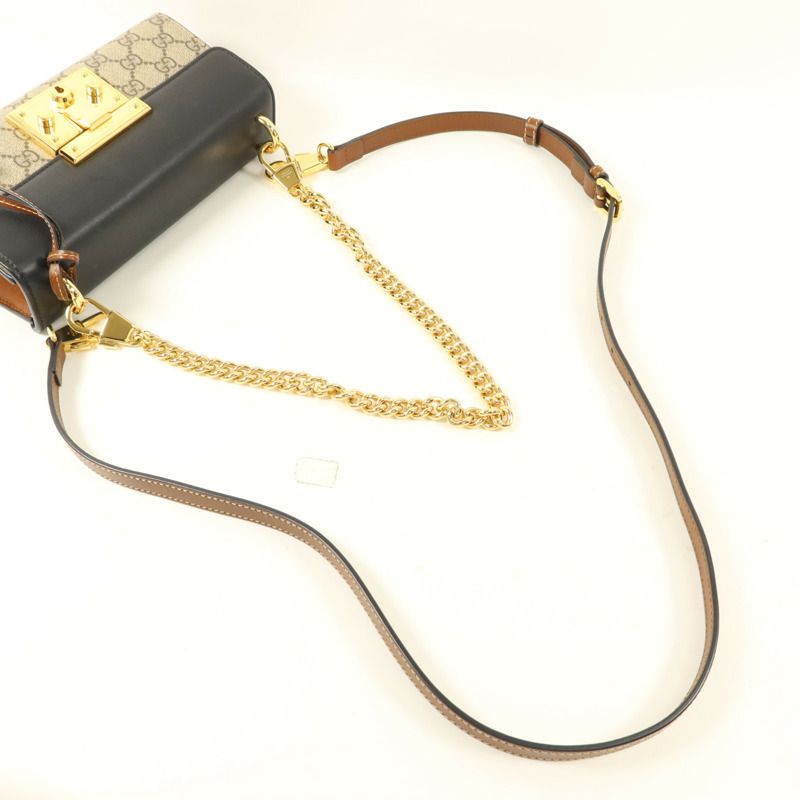 GUCCI 塗層帆布/牛皮皮革Padlock Supreme手挽肩背兩用袋-7