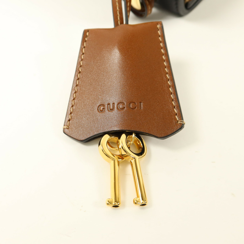 GUCCI 塗層帆布/牛皮皮革Padlock Supreme手挽肩背兩用袋-9