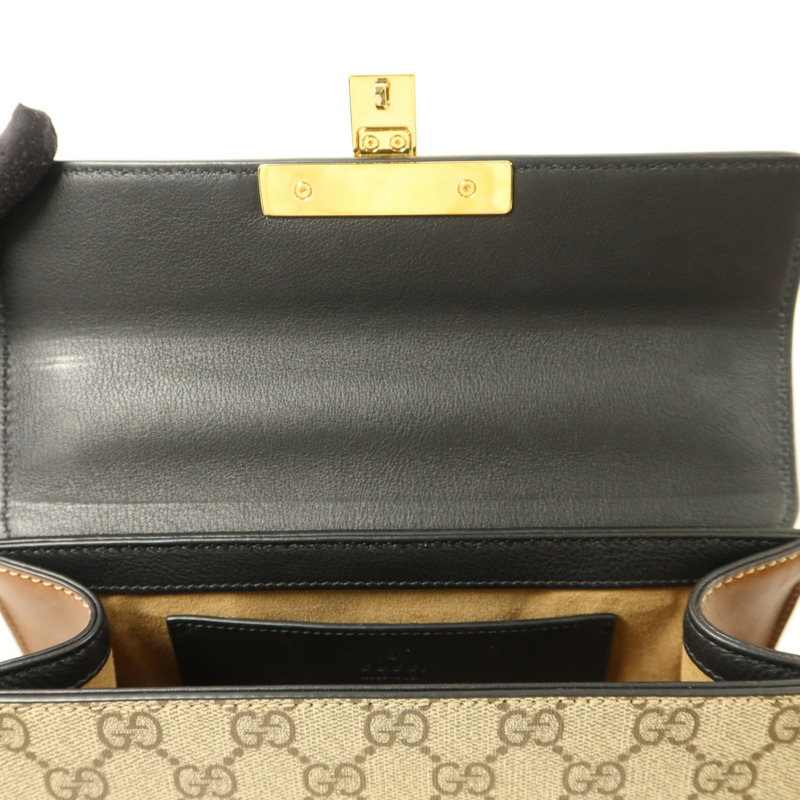 GUCCI 塗層帆布/牛皮皮革Padlock Supreme手挽肩背兩用袋-12
