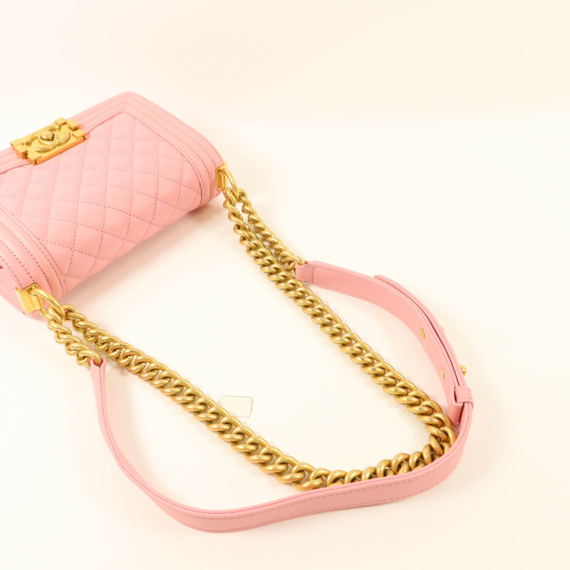 CHANEL 羊皮皮革Boy 20鏈帶肩背袋-8