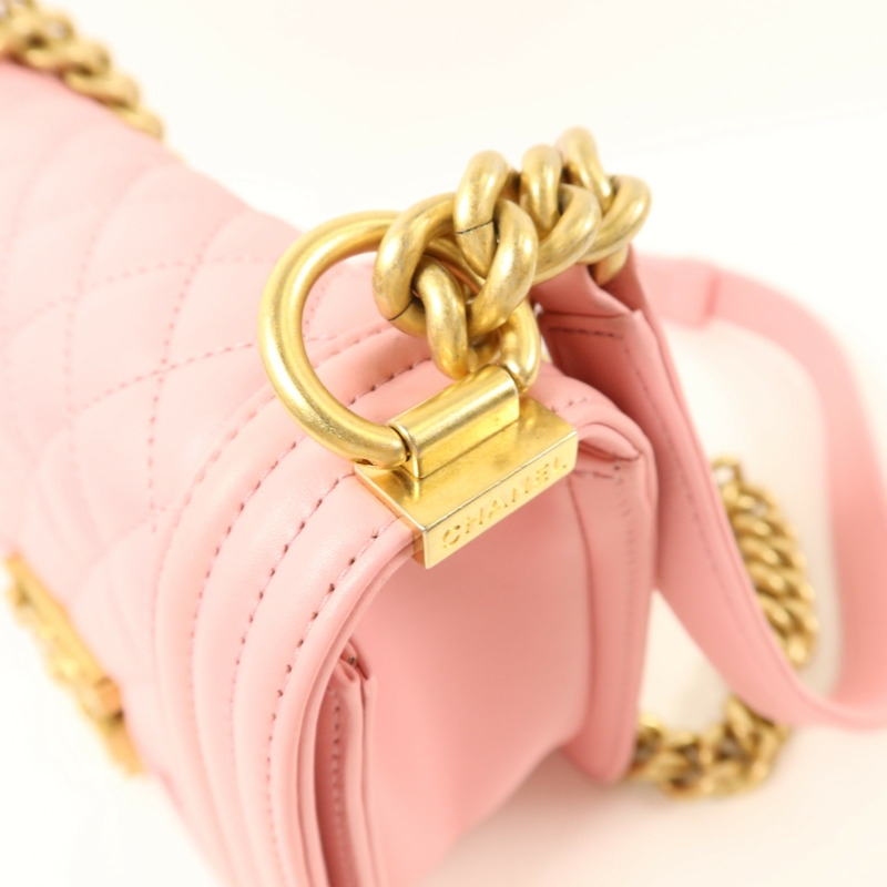 CHANEL 羊皮皮革Boy 20鏈帶肩背袋-11