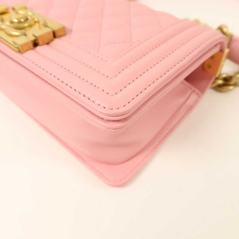 CHANEL 羊皮皮革Boy 20鏈帶肩背袋-12