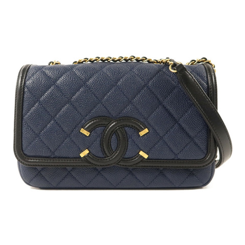 CHANEL 牛皮皮革CC Filigree Flap Bag鏈帶肩背袋