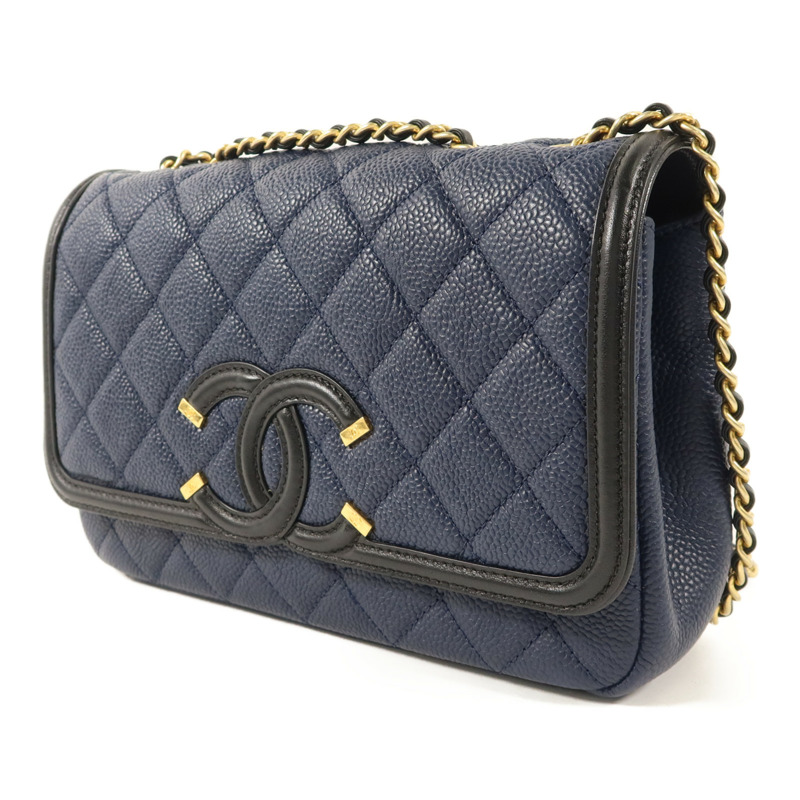 CHANEL 牛皮皮革CC Filigree Flap Bag鏈帶肩背袋-2