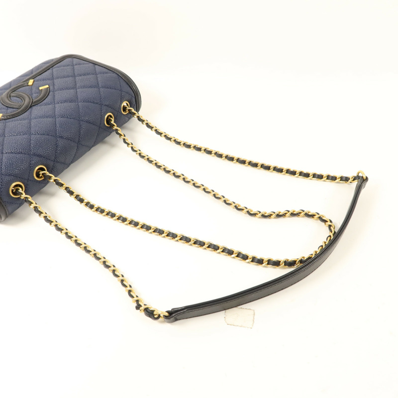 CHANEL 牛皮皮革CC Filigree Flap Bag鏈帶肩背袋-8