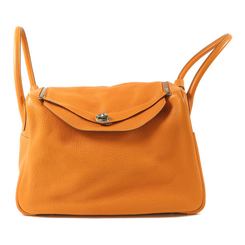 HERMES Clemence皮革Lindy 34手挽肩背兩用袋Orange/Jaune Ambre