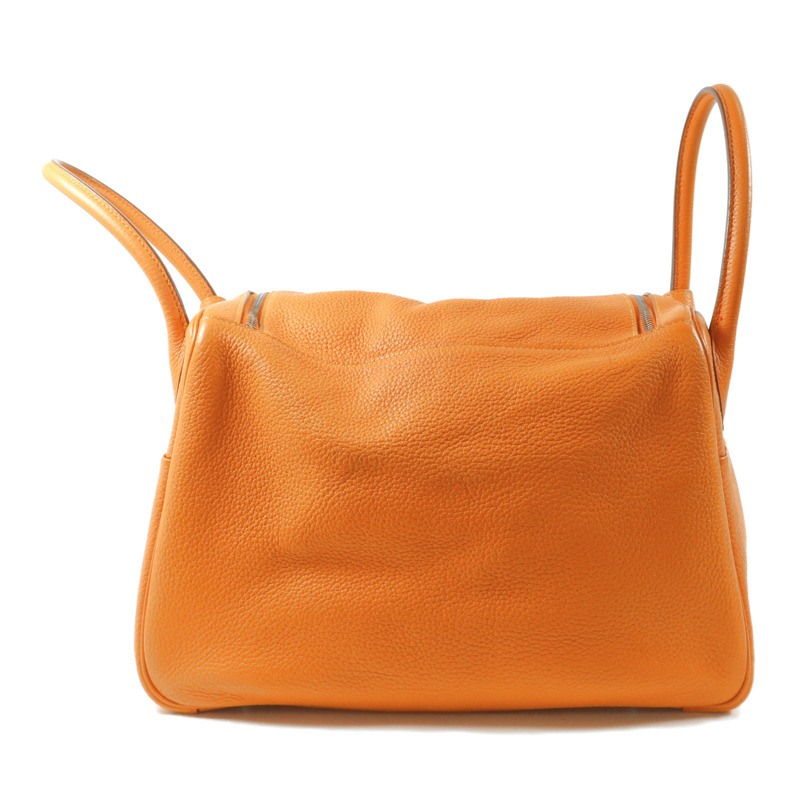 HERMES Clemence皮革Lindy 34手挽肩背兩用袋Orange/Jaune Ambre-1