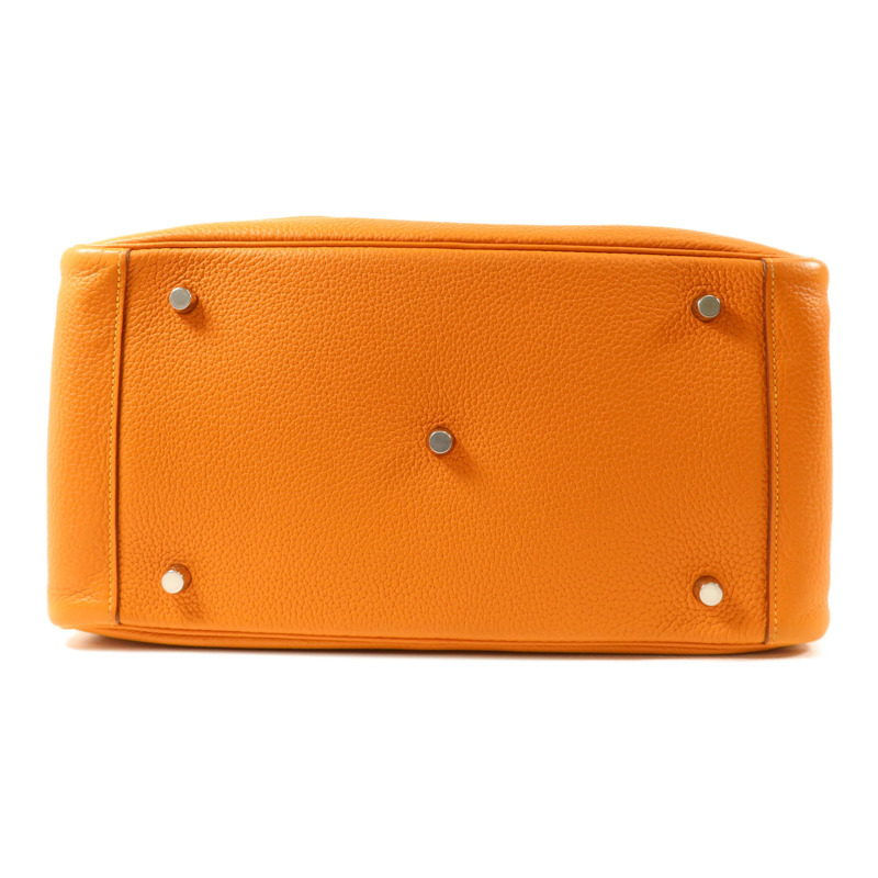 HERMES Clemence皮革Lindy 34手挽肩背兩用袋Orange/Jaune Ambre-3