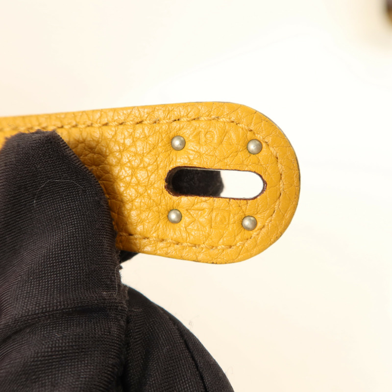 HERMES Clemence皮革Lindy 34手挽肩背兩用袋Orange/Jaune Ambre-6