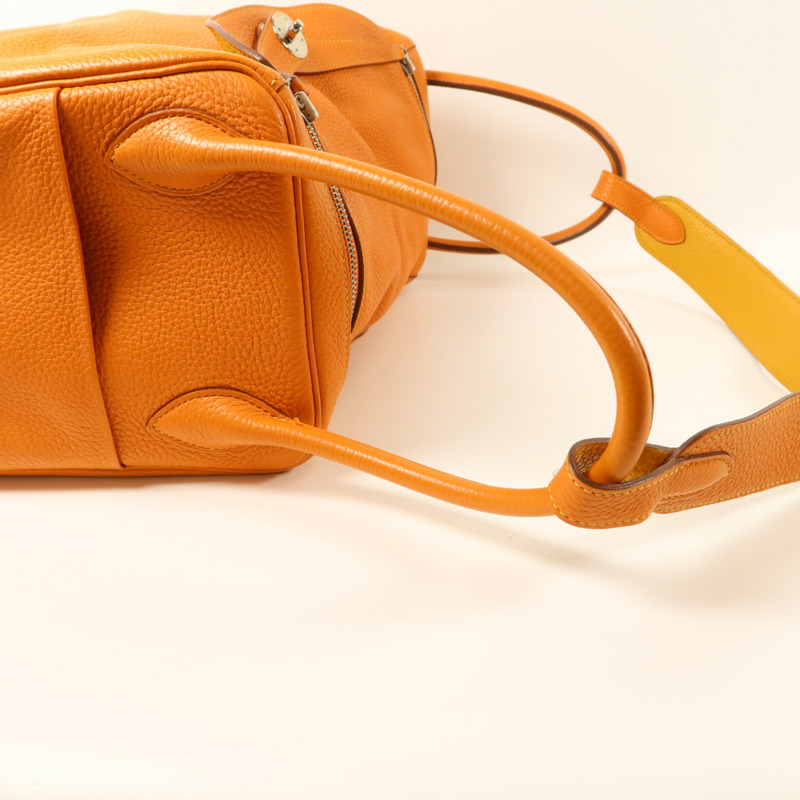HERMES Clemence皮革Lindy 34手挽肩背兩用袋Orange/Jaune Ambre-8