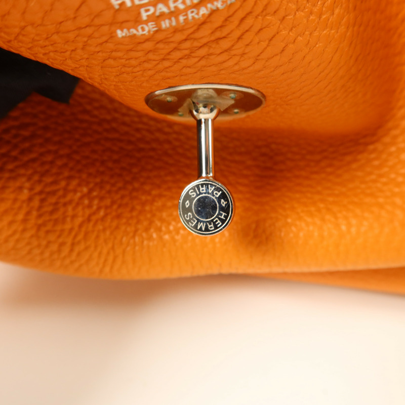 HERMES Clemence皮革Lindy 34手挽肩背兩用袋Orange/Jaune Ambre-9