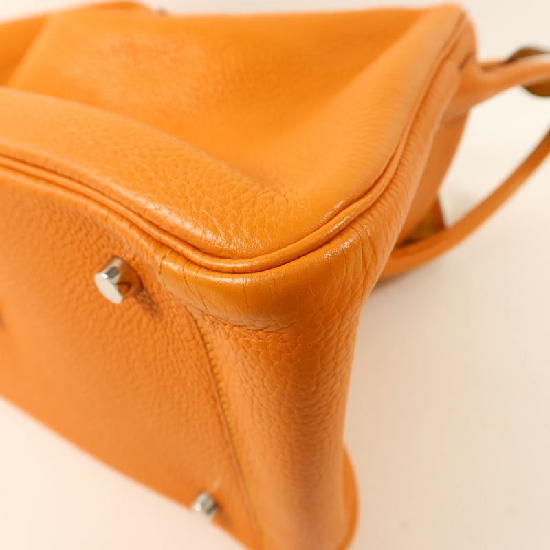HERMES Clemence皮革Lindy 34手挽肩背兩用袋Orange/Jaune Ambre-13