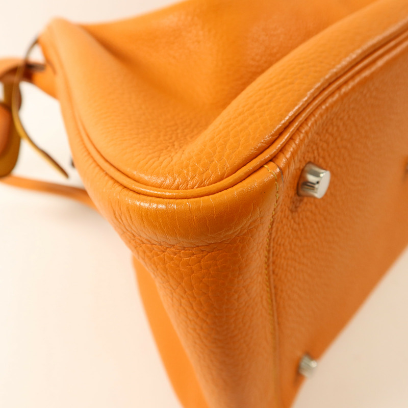 HERMES Clemence皮革Lindy 34手挽肩背兩用袋Orange/Jaune Ambre-14
