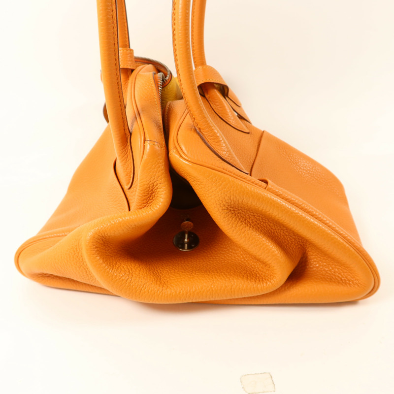 HERMES Clemence皮革Lindy 34手挽肩背兩用袋Orange/Jaune Ambre-16