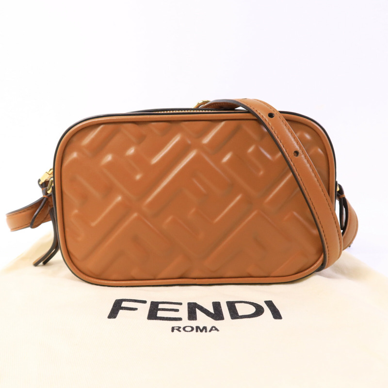 FENDI 牛皮皮革FF Logo Camera Case肩背袋-9