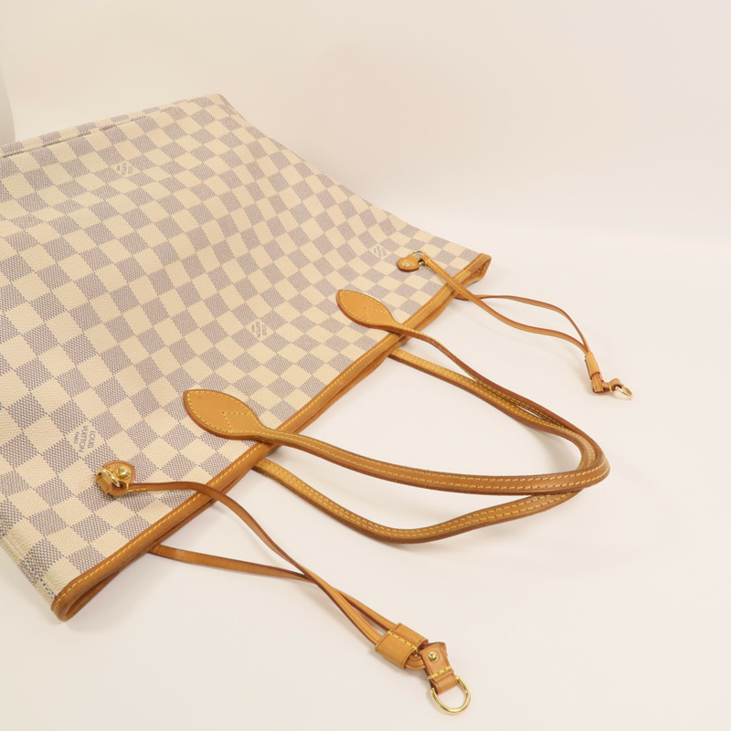 LOUIS VUITTON Damier Azur Neverfull MM金扣手挽袋-8