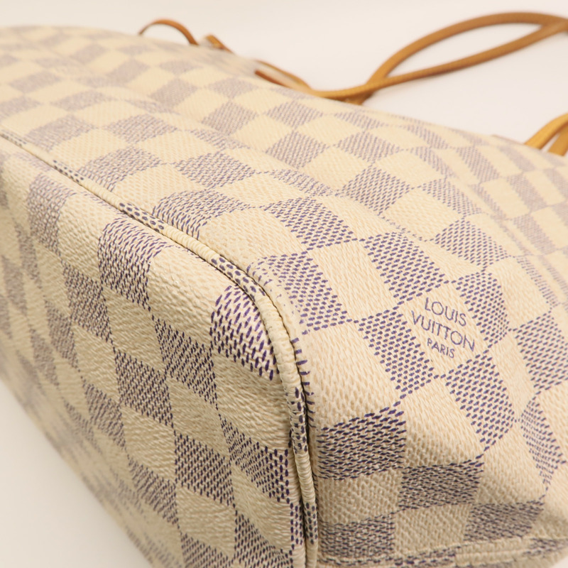 LOUIS VUITTON Damier Azur Neverfull MM金扣手挽袋-10