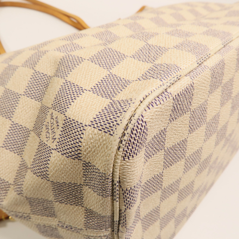 LOUIS VUITTON Damier Azur Neverfull MM金扣手挽袋-11