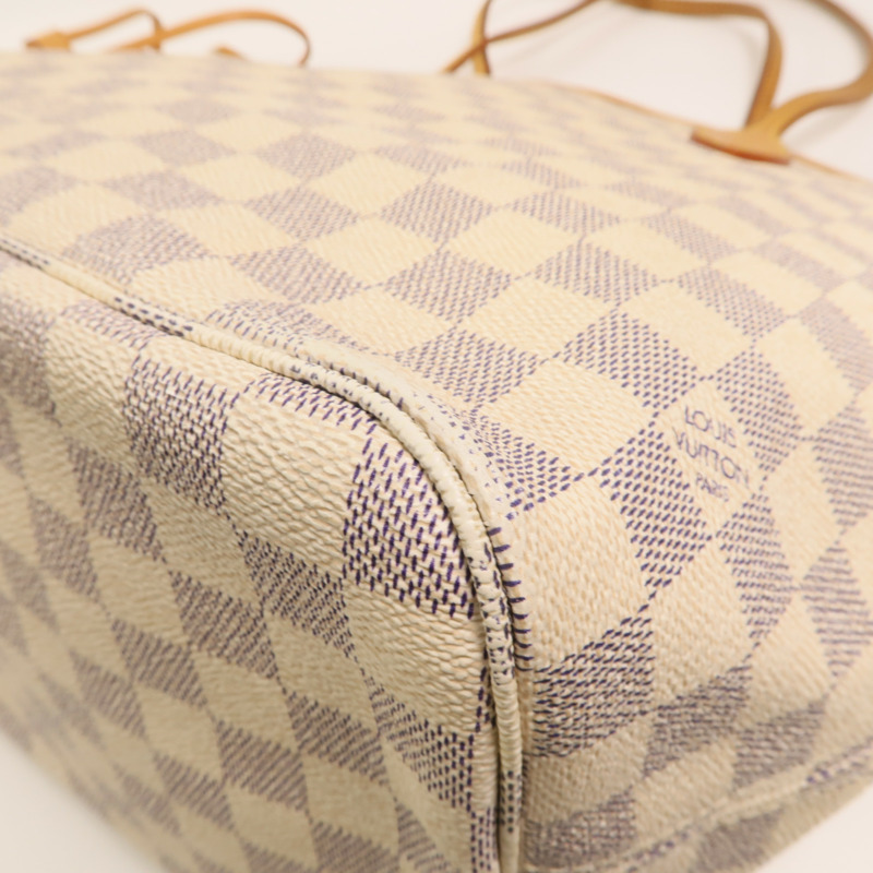 LOUIS VUITTON Damier Azur Neverfull MM金扣手挽袋-12