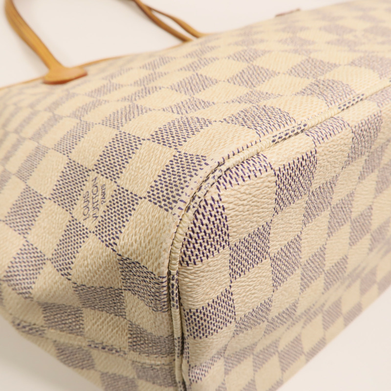 LOUIS VUITTON Damier Azur Neverfull MM金扣手挽袋-13