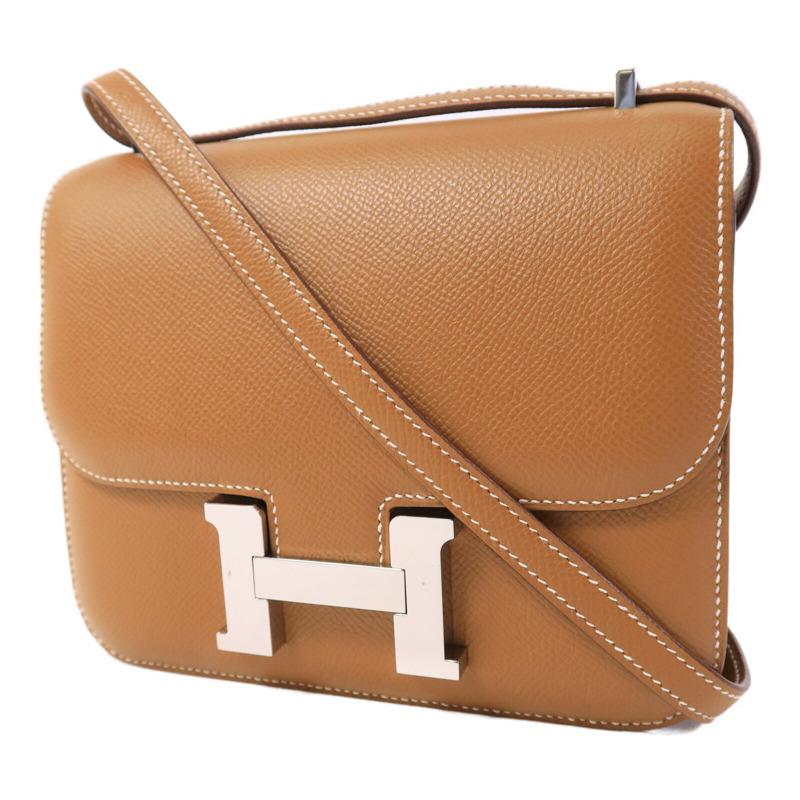 HERMES Epsom皮革Constance Mini肩背袋Gold-2