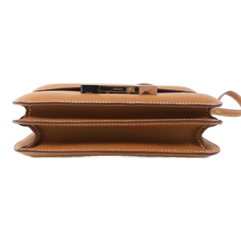 HERMES Epsom皮革Constance Mini肩背袋Gold-3