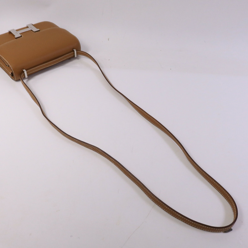 HERMES Epsom皮革Constance Mini肩背袋Gold-7