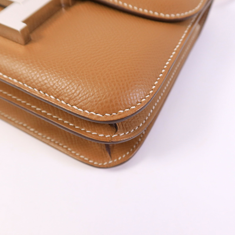 HERMES Epsom皮革Constance Mini肩背袋Gold-9