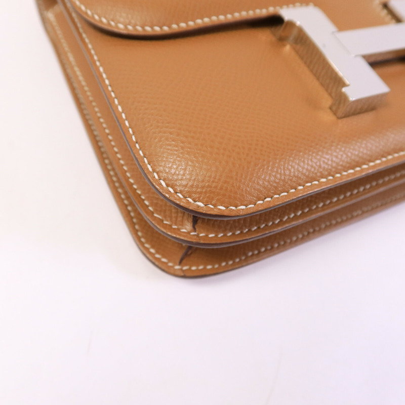HERMES Epsom皮革Constance Mini肩背袋Gold-10