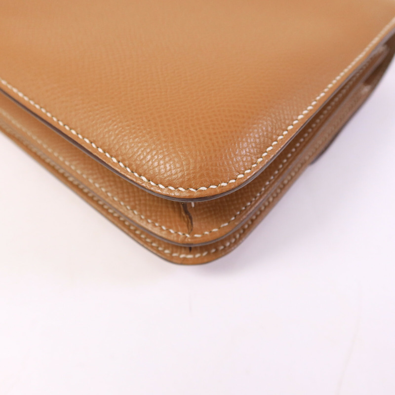 HERMES Epsom皮革Constance Mini肩背袋Gold-11