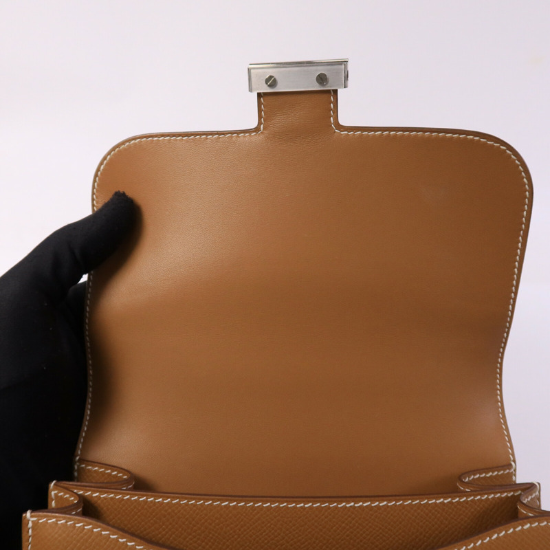HERMES Epsom皮革Constance Mini肩背袋Gold-13