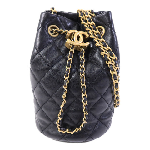 CHANEL 羊皮皮革Bucket Bag鏈帶肩背袋