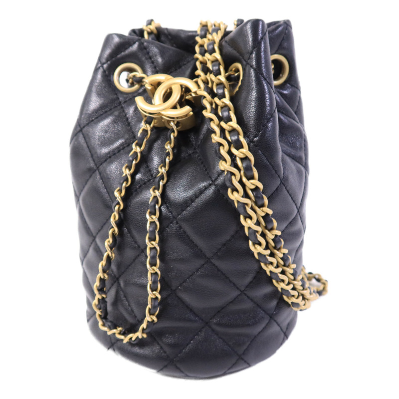CHANEL 羊皮皮革Bucket Bag鏈帶肩背袋-2